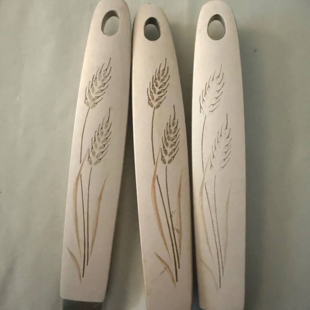 Vintage Utensil Set with Wheat Design - Stainless Spoon,Ladle,Spreader